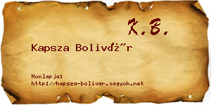 Kapsza Bolivár névjegykártya